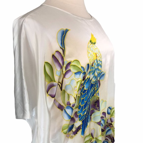 Coastal Grandmother Ledamon Silk Kaftan L - Picture 4 of 10